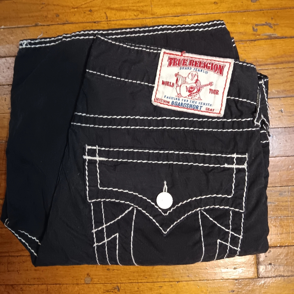 True Religion Men's Black Board Shorts